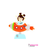 Rocket Fair Ground Ride Brooch - interactive-