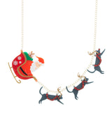 Santa and his Cat Reindeers Necklace