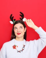 Santa and his Cat Reindeers Necklace