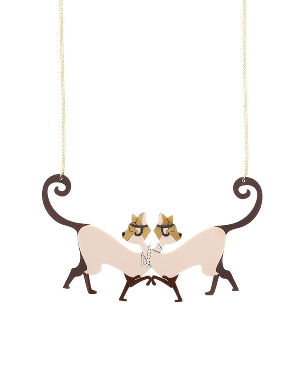 Siamese-cat-twins-necklace-la-vidriola-plastic-jewellery-The-Roaring-20s-detail
