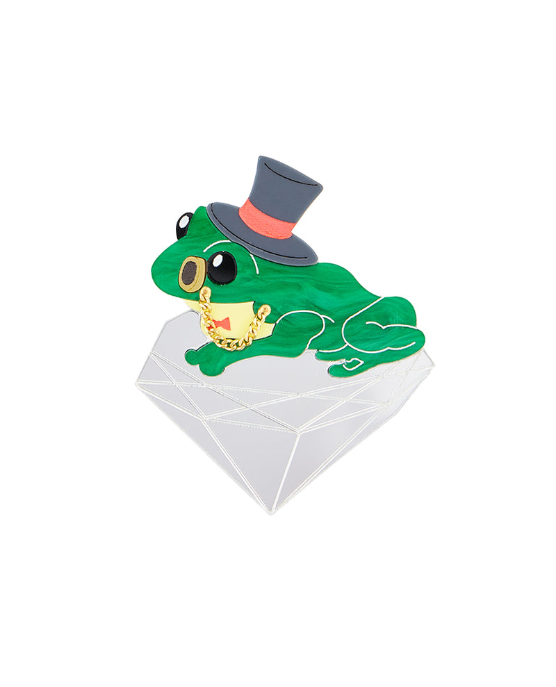 Sir Frog with Their Top Hat Brooch