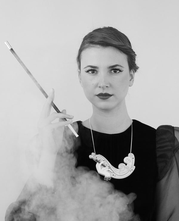 Smokey-necklace-la-vidriola-plastic-jewellery-The-Roaring-20s-product