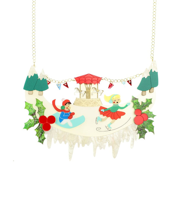 Snow-Christmas-village-necklace-christmas-la-vidriola-detail