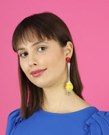 Spaghetti fork marbled earrings