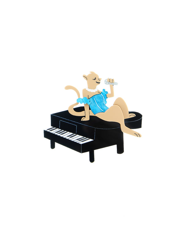 Sultry Singer Lioness and Piano Brooch