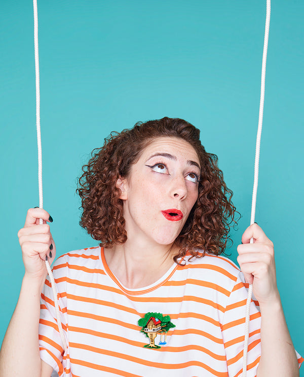 Swinging under my Treehouse Brooch