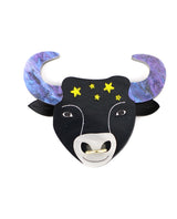 Taurus-zodiac-sign-brooch-la-vidriola-plastic-jewellery-cosmica-detail