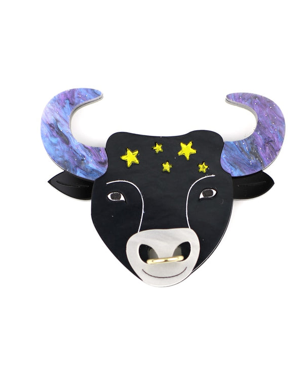Taurus-zodiac-sign-brooch-la-vidriola-plastic-jewellery-cosmica-detail