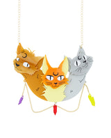 Triple Goddess Cats Necklace