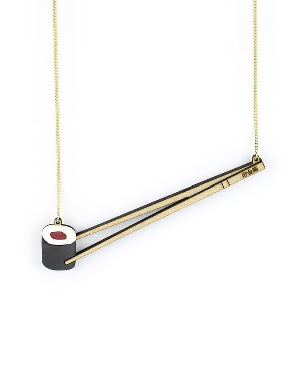 Tuna-sushi-maki-marble-necklace-la-vidriola-plastic-jewellery-classic-detail