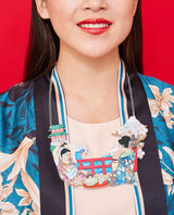 Ukiyo-e Japanese Print Inspired Statement Necklace