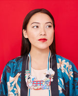 Ukiyo-e Japanese Print Inspired Statement Necklace