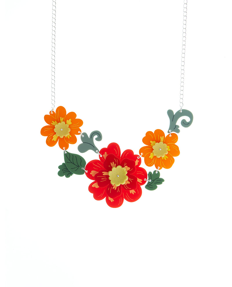 Vintage Flower Motifs Necklace