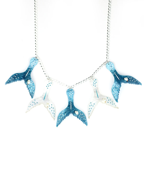 Whale-tails-statement-necklace-la-vidriola-plastic-jewellery-wild-under-the-sea-detail