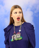 Haunted house statement necklace GID