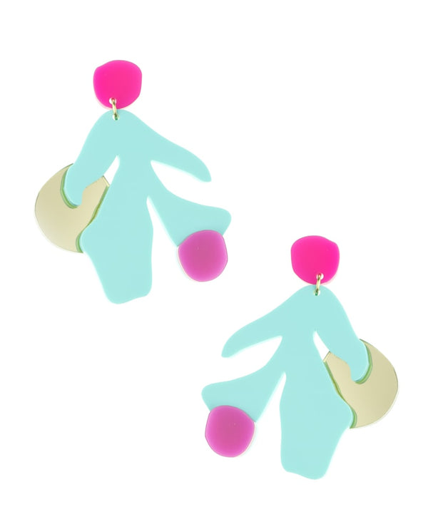 Mint green flower earrings