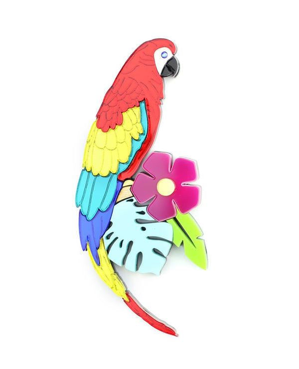 parrot-and-flowers-la-vidriola-plastic-jewellery-broochland-detail